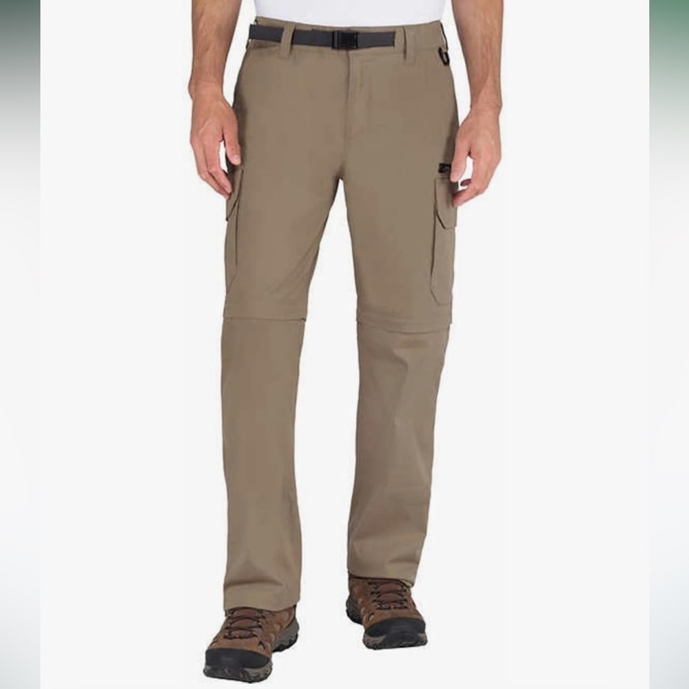 BC Clothing Convertible Stretch Cargo Hiking Pants-Khaki-Men Size XLx30